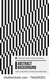 Poster design template with geometric lines in black and white style. Abstract vector background