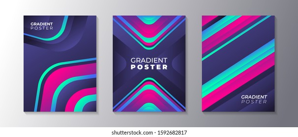 Poster Design template with glow modern gradient, in dark background, can be used for book cover, flyer, brochure, etc