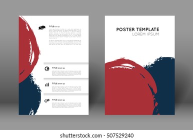 poster design template with grunge circles and splatter effect