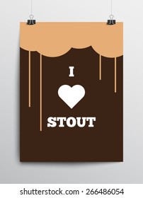 Poster design template I love beer, business design, club, pubs, bars, restaurants, discos. Minimal style, clean and modern