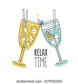 Poster design template for menu or cafe with colored glasses. For your Design