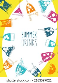 Poster design template for menu or cafe with colored glasses. Texture brusher Design