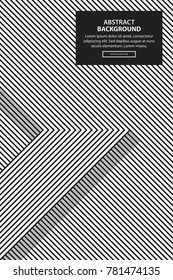 Poster design template with straight lines in black and white style. Abstract vector background