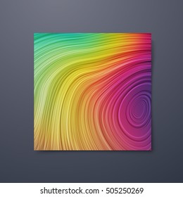 Poster design template with swirled iridescent lines. Vector illustration of striped pattern. Marble texture imitation. Branding stationery design. Applicable for flyer, banner, poster, brochure