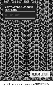 Poster design template with traditional oriental pattern in black and white style. Abstract vector background