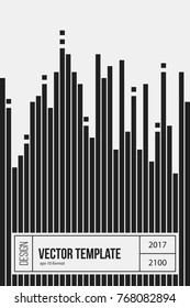 Poster design template with vertical stripes in black and white style. Abstract vector background