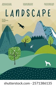 A poster design that emphasizes the pure and natural aspects of nature, making you imagine a calm walk among fields, trees and mountains.