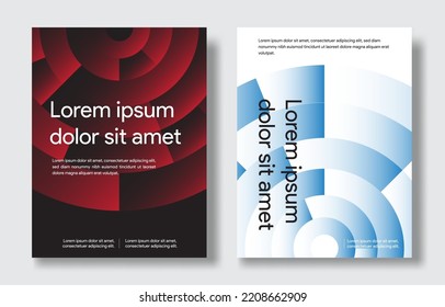 Poster design vector with red and blue circle gradation modern abstract shapes.