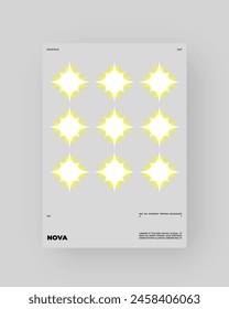 Poster design. Vertical A4 format. Vector banner with neon illustration. Vector yellow abstract art.