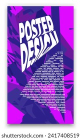 Poster design with vibrant purple background, abstract shapes, and modern typography. Suitable for event promotions, music festivals, and art exhibitions.