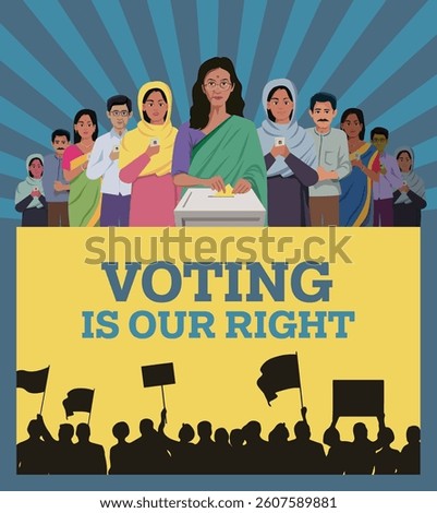Poster design for Voting Right, Illustration of people casting votes
