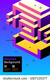 Poster design with weird isometric element in modern style. Abstract background template