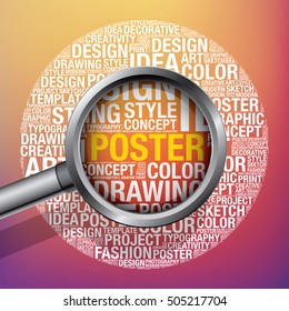 Poster in design word cloud concept of creativity, vector illustration