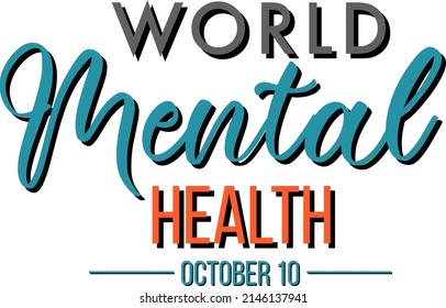 Poster design with word world mental health illustration