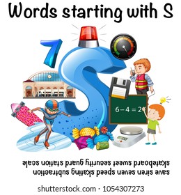 Poster design for words starting with S illustration