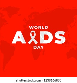 Poster design for World AIDS alertness campaign, HIV awareness placard with red background and worldmap.