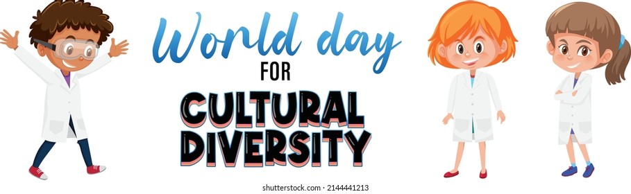 Poster design for world day cultural diversity with kids illustration