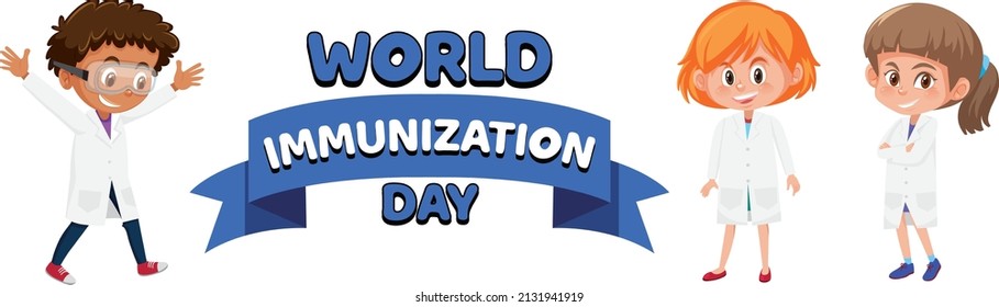 Poster design for world immunization day with kids illustration