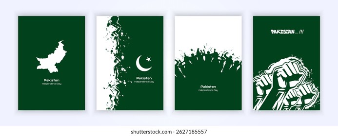 Poster designs honoring Pakistan’s Independence Day with unity, pride, strength, and national spirit.