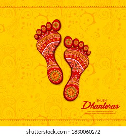 Poster Dhanteras Goddess Maa Laxmi Charan Stock Vector (Royalty Free ...