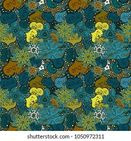 Poster with different doodle letters for textiles or t-shirt design sample. Vector. Hipster funky painted style texture on blue, black, yellow colors. Love. Valentine':s day print, seamless hand craft