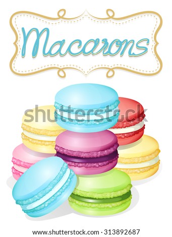 Poster of different flavours macarons illustration