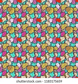 Poster with different letters for textiles. Hipster funky painted style texture on blue and beige colors. Love. Vector. Valentine':s day print, seamless hand craft expressive ink typography pattern.