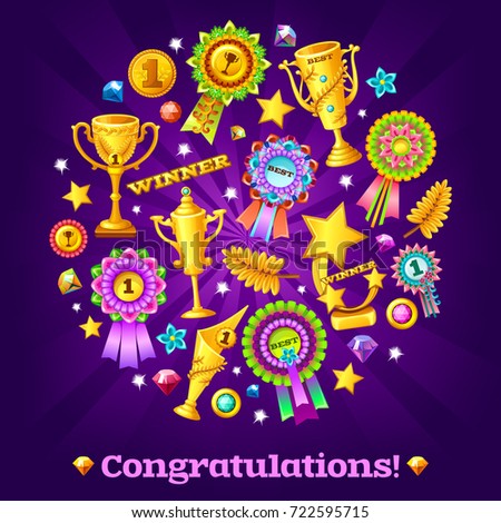 poster different prizes rewards isolated vector stock vector