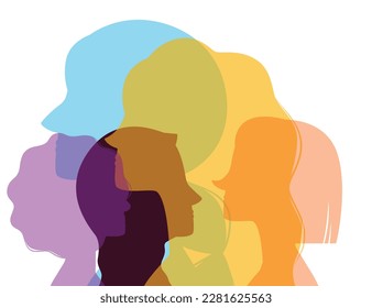 Poster with different women.Girls power. Feminists illustration. Womens day.