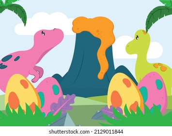 poster of dinosaurs and eggs