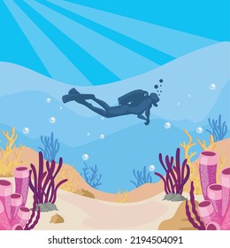 poster of diver with corals