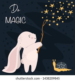 poster do magic with bunny - vector illustration, eps