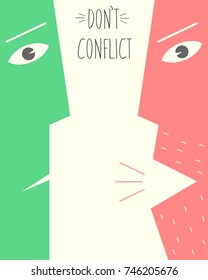 Poster do not conflict. Wall art on the theme of relations and aggression