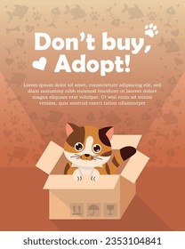 A poster "don't buy" icon vector illustration. Pet adoption on isolated background. Cat in box sign concept.