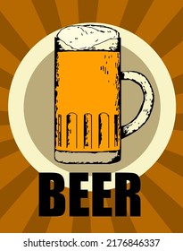 
Poster Of Draft Light Beer In A Glass Mug