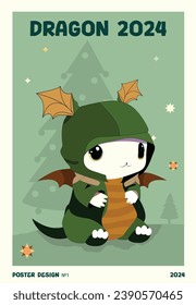 Poster Dragon vector illustration design, year of dragon 2024