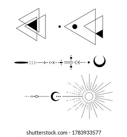 İconic poster draw with a black. Lines, arrows, triangle. art,
abstraction.Line Dot Tattoo Design Vector Art Illustration.