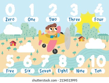 Poster drawing on numbers for children