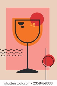 Poster drink. simple elements. Beige and pink background. Simple and minimalist retro poster. Cover. 