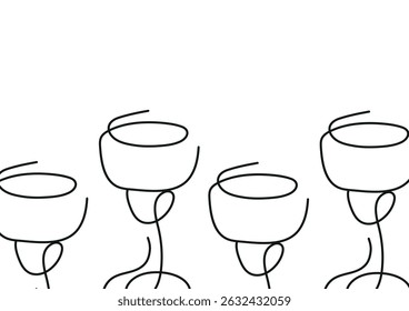 poster with drinking glasses in the shape of a tulip glass for various drinks drawn with several lines in line art style