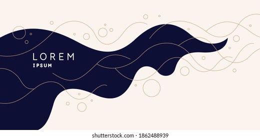 Poster with dynamic wave. Vector illustration in minimal flat style. Abstract background.