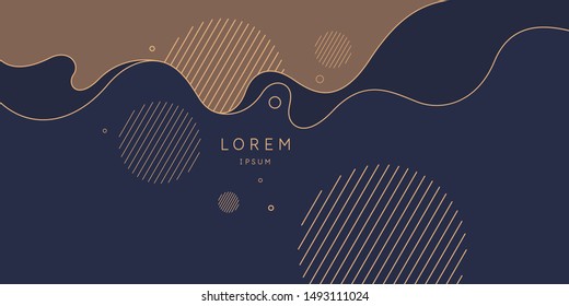 Poster with dynamic waves. Vector illustration in minimal flat style. Abstract background.