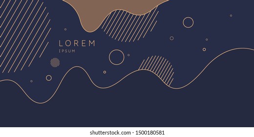 Poster with dynamic waves. Vector illustration in minimal flat style. Abstract background.