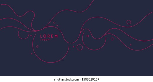 Poster with dynamic waves. Vector illustration in minimal flat style. Abstract background.