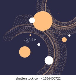 Poster with dynamic waves. Vector illustration in minimal flat style. Abstract background.