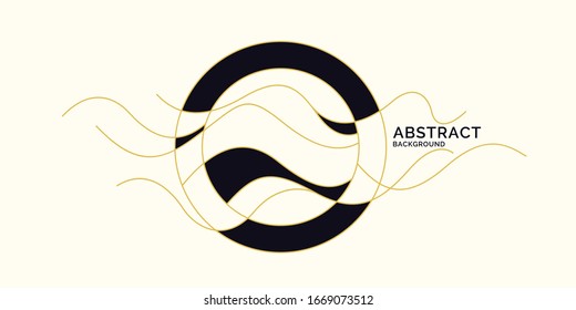 Poster with dynamic waves. Vector illustration in minimal flat style. Abstract background.