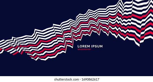 Poster with dynamic waves. Vector illustration in minimal flat style. Abstract background.