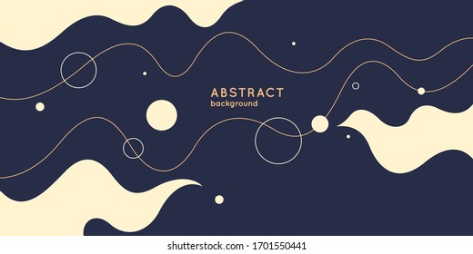Poster with dynamic waves. Vector illustration in minimal flat style. Abstract background.