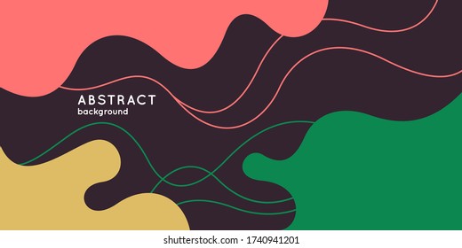 Poster with dynamic waves. Vector illustration in minimal flat style. Abstract background.
