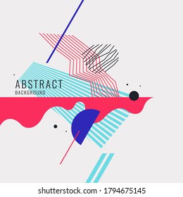 Poster with dynamic waves. Vector illustration in minimal flat style. Abstract background.